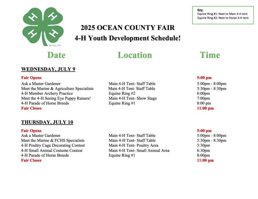 4-H Fair Schedule - Public View